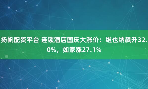 扬帆配资平台 连锁酒店国庆大涨价：维也纳飙升32.0%，如家涨27.1%