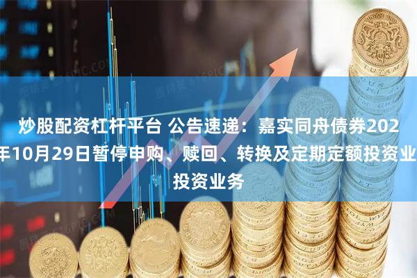 炒股配资杠杆平台 公告速递：嘉实同舟债券2025年10月29日暂停申购、赎回、转换及定期定额投资业务