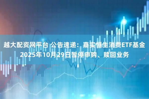 越大配资网平台 公告速递：嘉实恒生消费ETF基金2025年10月29日暂停申购、赎回业务